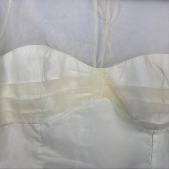 Love Encounter Los Angeles Womens Cream Sheer Puff Sleeve Blouse Size M/L - Picture 5 of 9